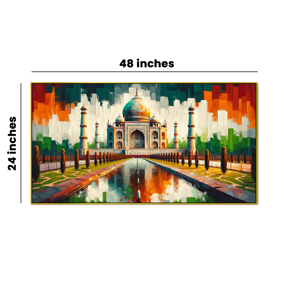 Taj Mahal: Historic Marble LanVMark in Colors Canvas Print Wall Painting
