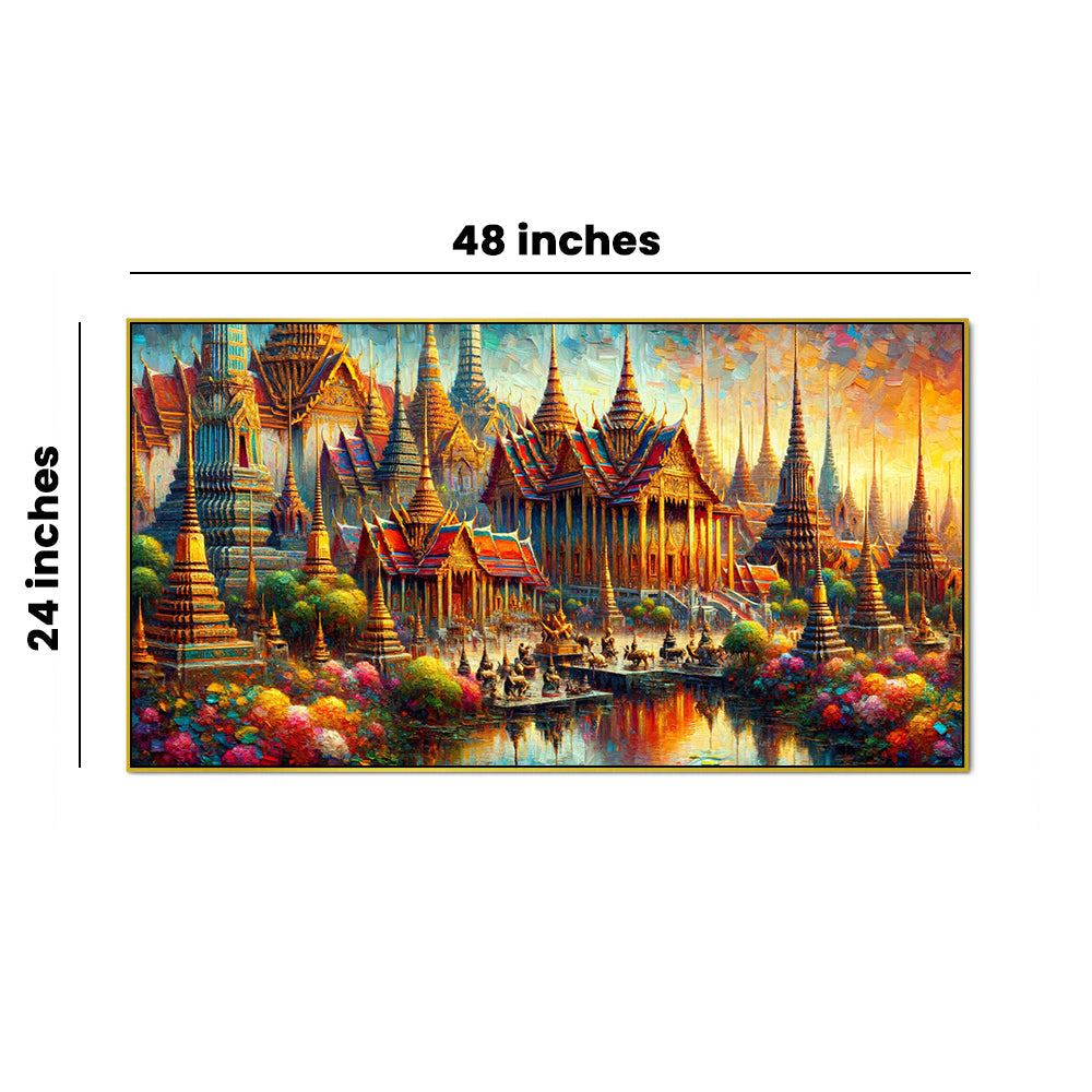 Town of a Thousand Colors with Golden Reflections of Bangkok Serenity Canvas Print wall painting