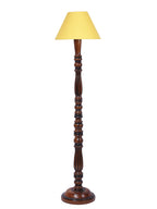 Yellow Cotton Conical Wooden Floor Lamp