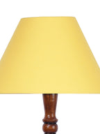 Yellow cotton conical wooden floor lamp