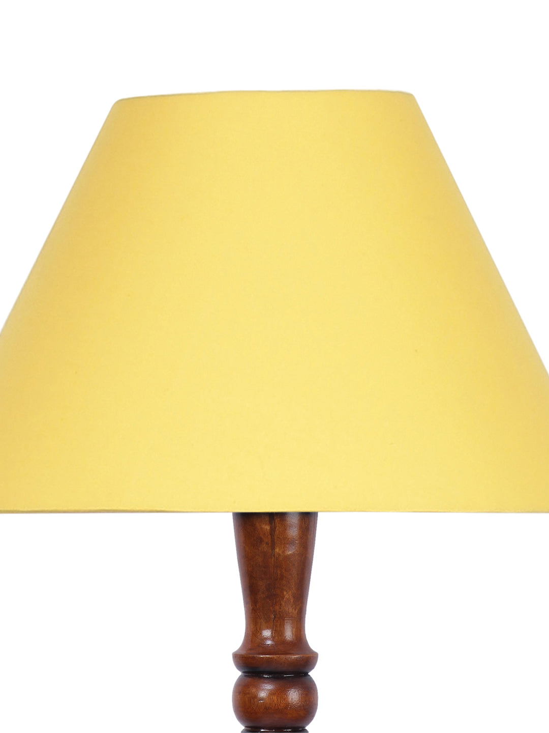 Yellow cotton conical wooden floor lamp