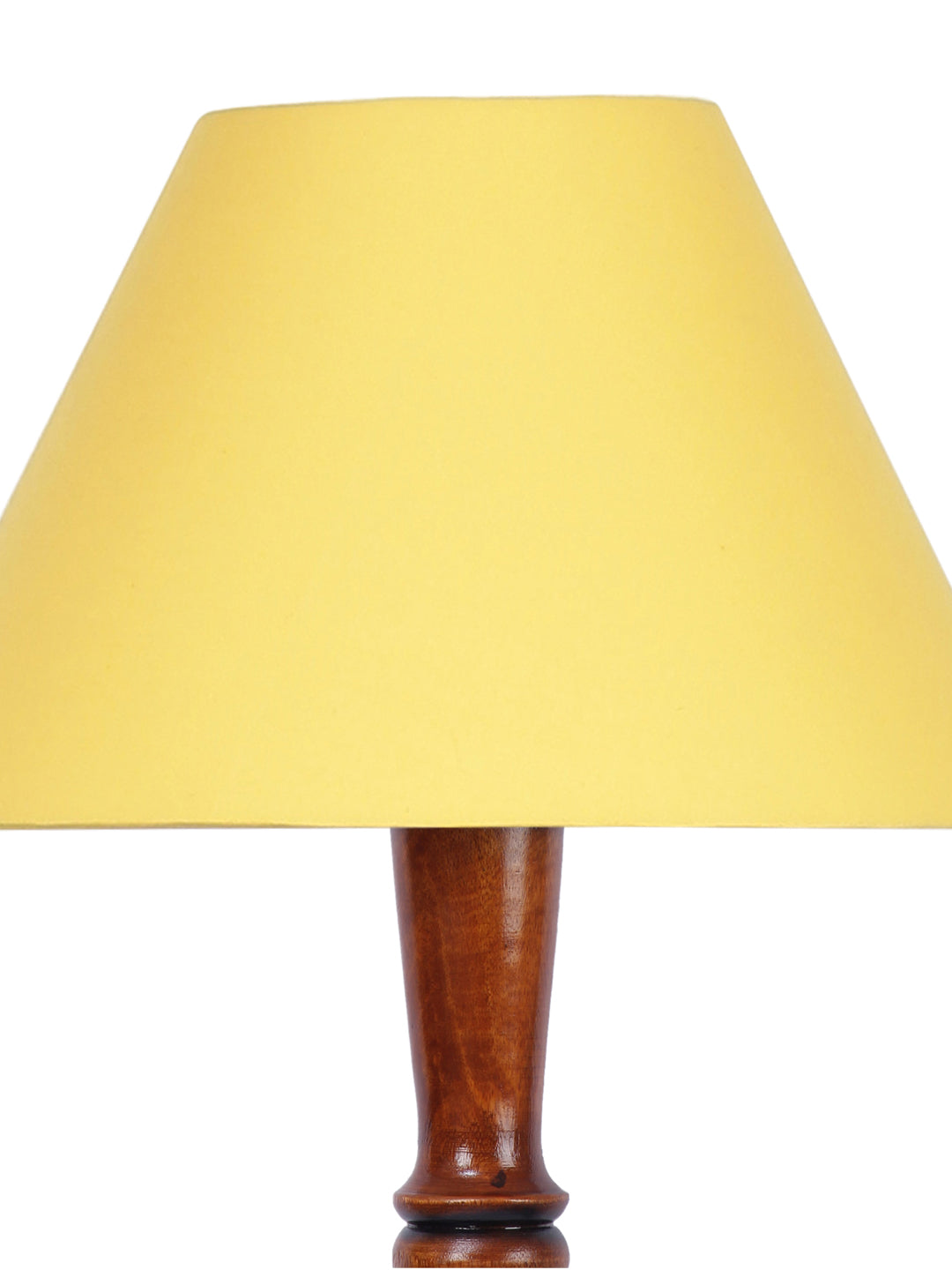 Yellow Cotton Conical Wooden Floor Lamp