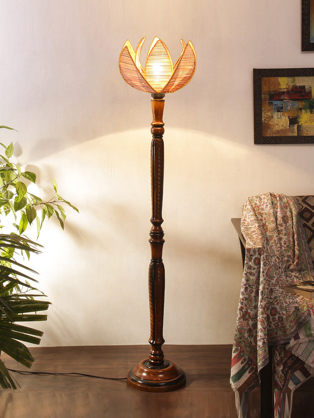 Bamboo Rose Wooden Floor Lamp Main image