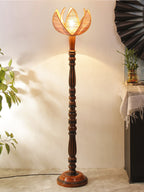 Bamboo Rose Wooden Floor Lamp