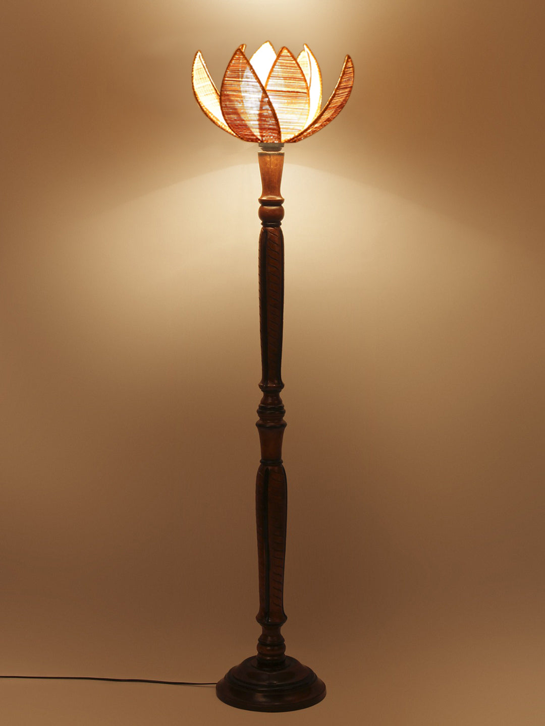 Bamboo Rose Wooden Floor Lamp
