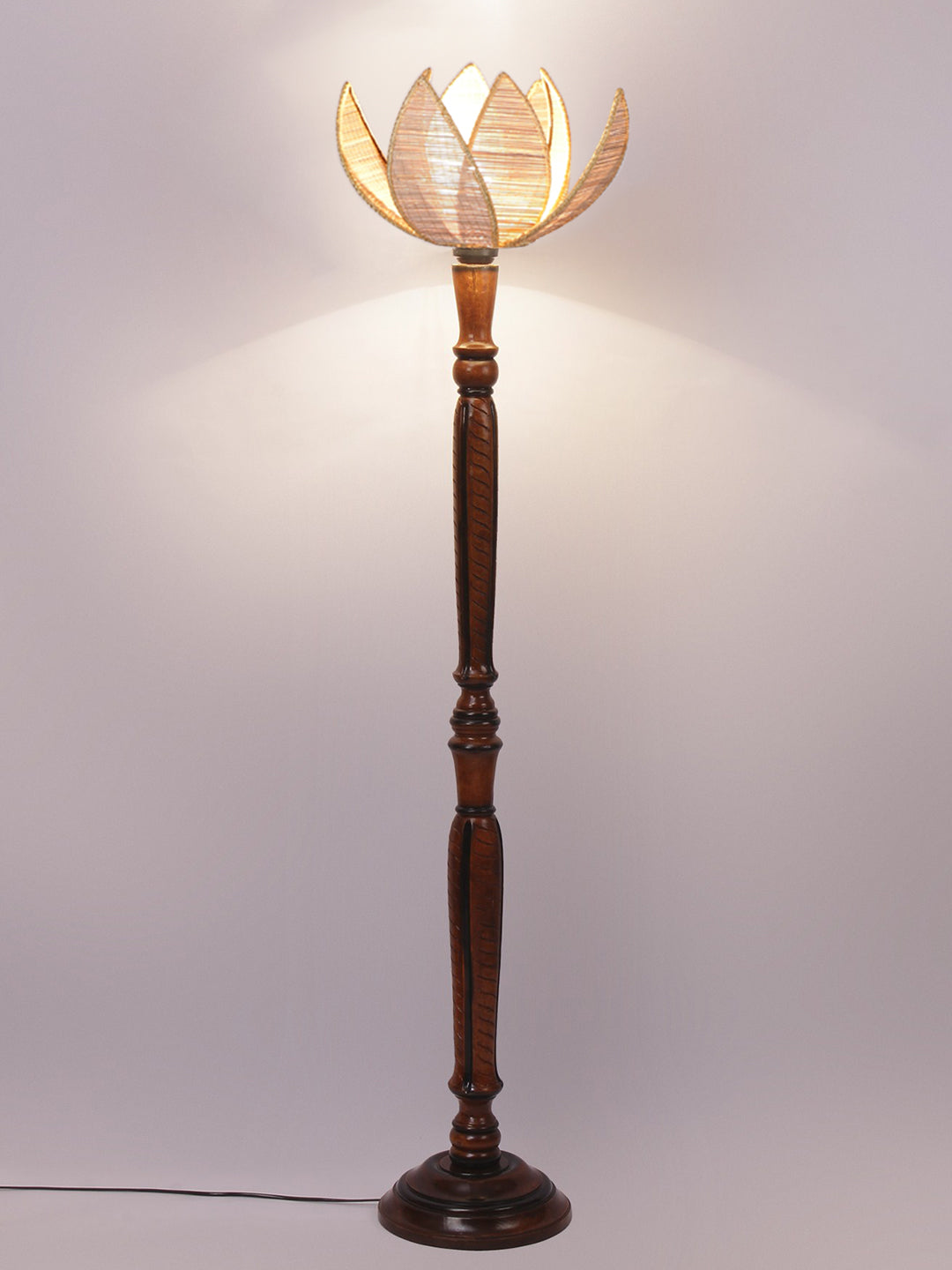 Bamboo Rose Wooden Floor Lamp
