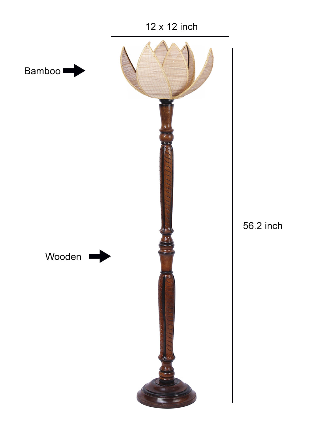 Bamboo Rose Wooden Floor Lamp