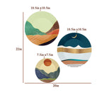 Wall Hanging Ceramic Wall Plates With Modern Art Scenery Design Set of 3