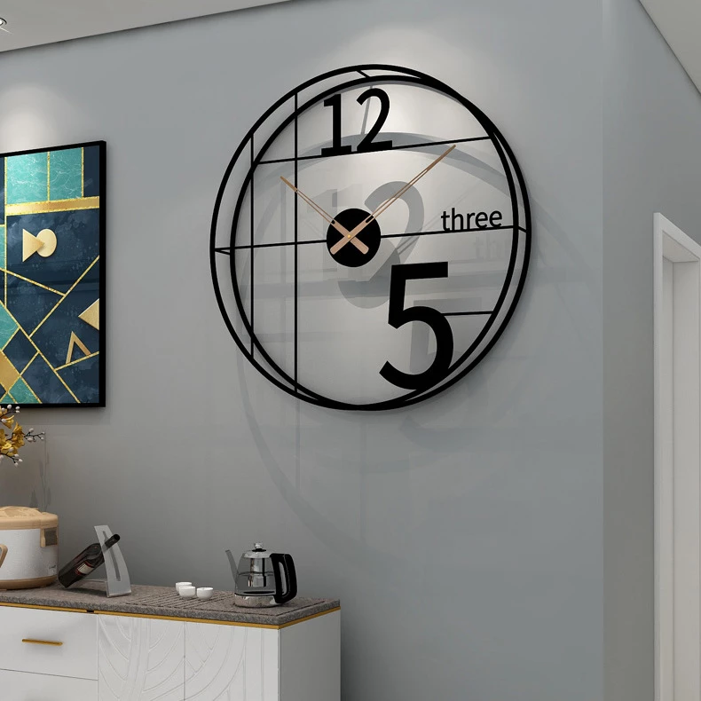 Alphabetic Metal Round Wall Clock (Black) Main image
