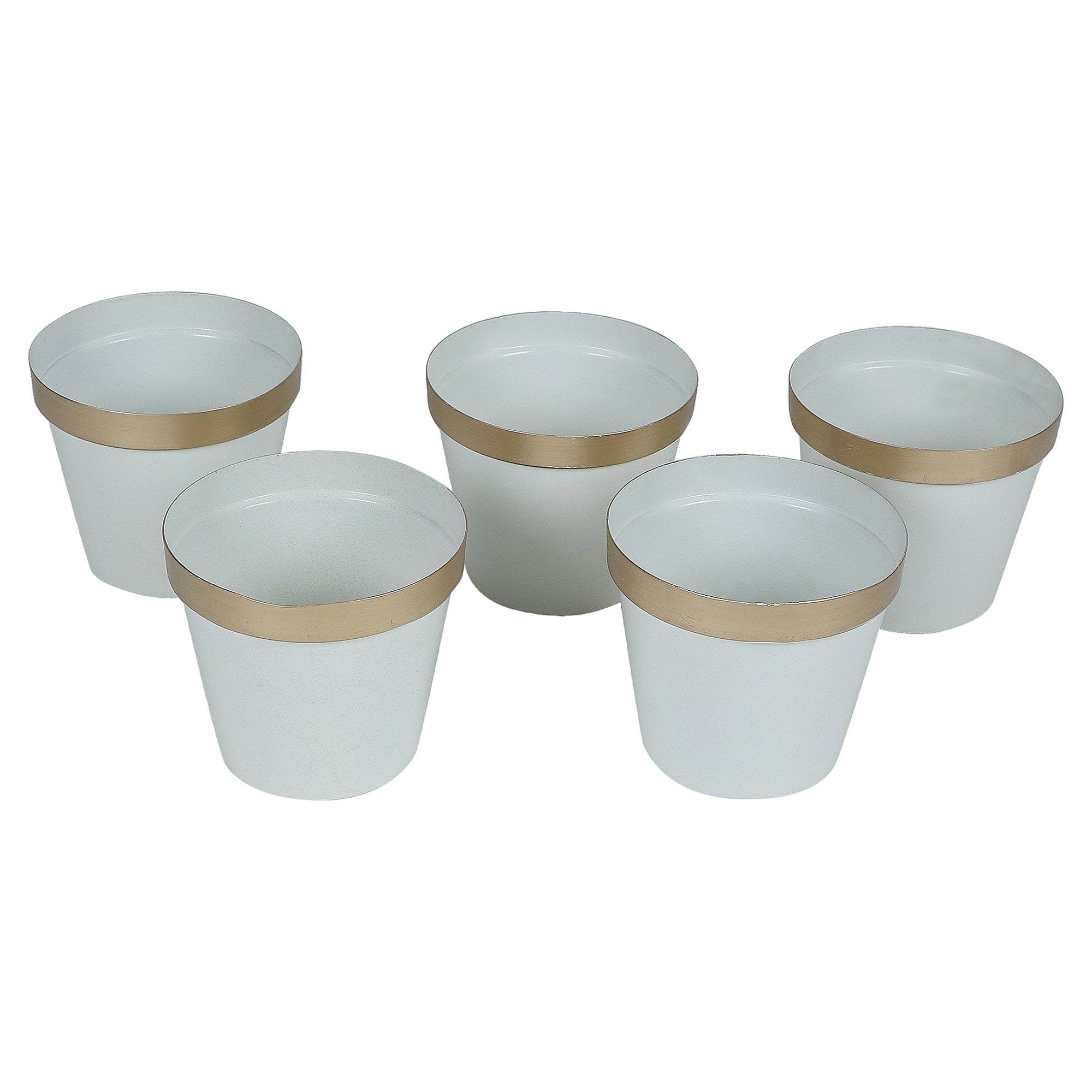 White & Gold Pot Planter Set of 5 Secondary image