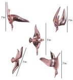 Aluminium Copper Bird Wall Decor Set of 5