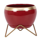 Apple Shape Metal Red & Gold Planter Set of 2