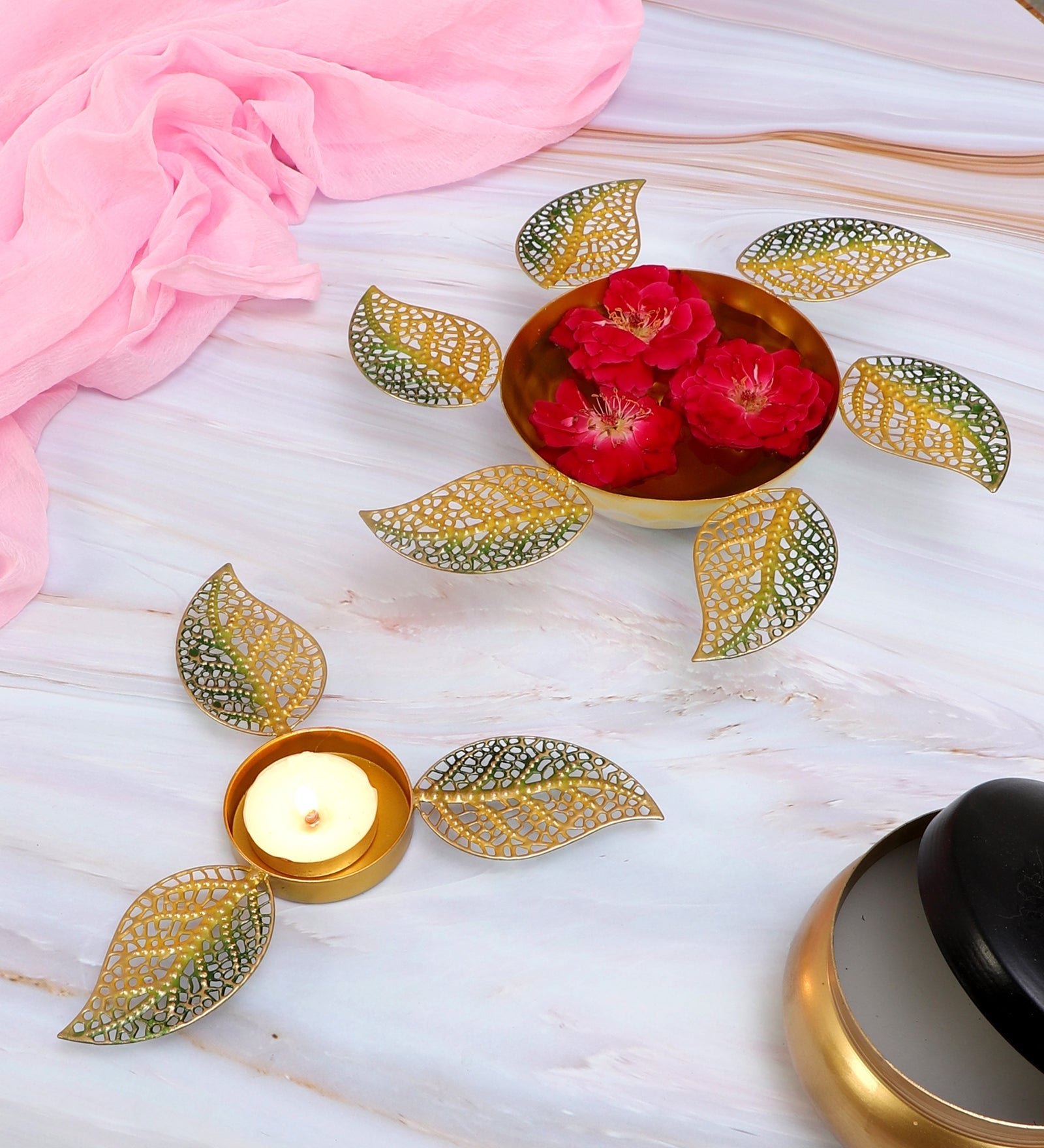 Yellow & Gold Leaves Urli & Dia Set of 2 Main image