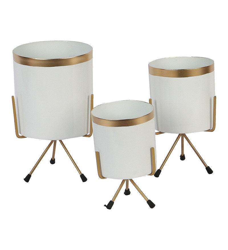 White & Gold Metal Votive Planter Set of 3 Secondary image