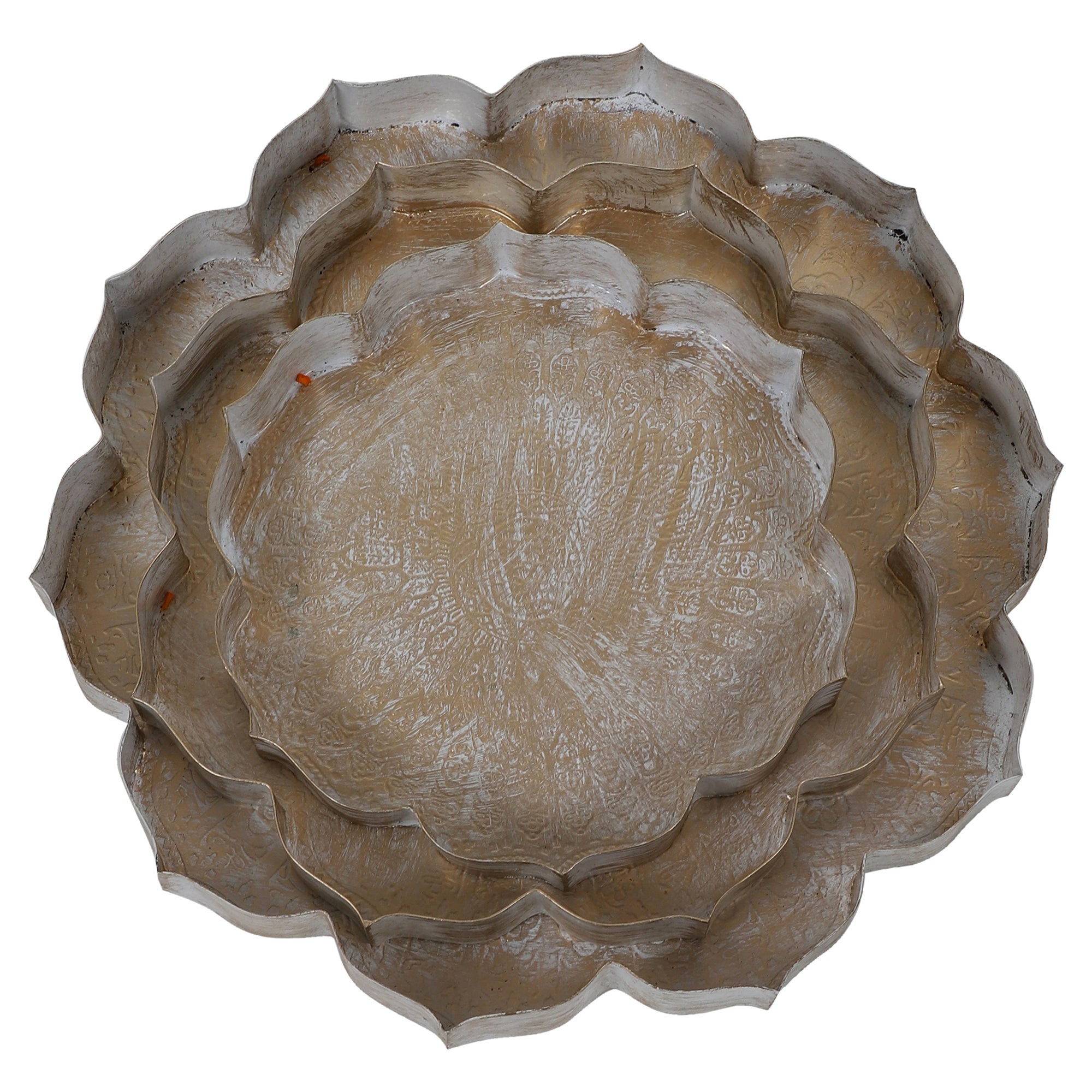 Antique Design White & Gold Urli Tray Set of 3 Secondary image