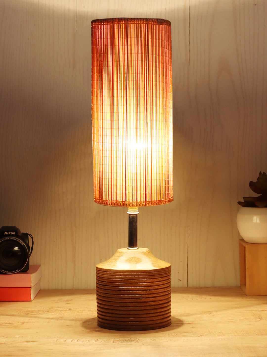Wood Table lamp with Bamboo Shade (AEAP01) Main image