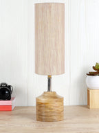 Wood Table lamp with off-white cotton Shade (AEAP04)