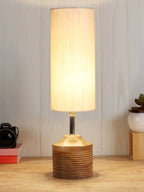 Wood Table lamp with off-white cotton Shade (AEAP04)