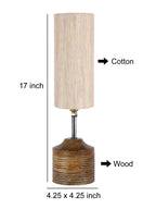 Wood Table lamp with off-white cotton Shade (AEAP04)