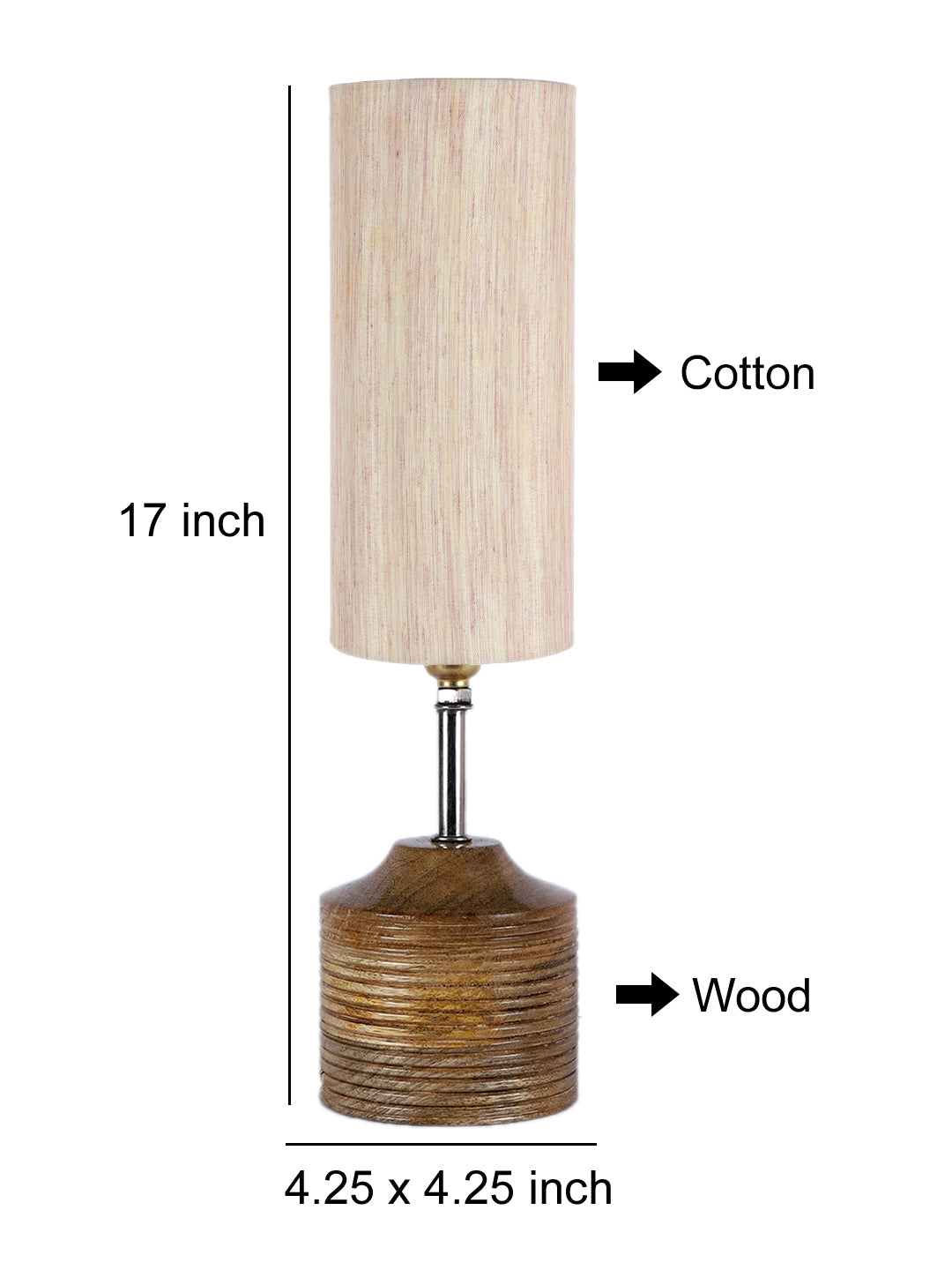 Wood Table lamp with off-white cotton Shade (AEAP04)
