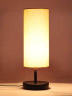 Wood Table Lamp with Off-white Cotton Shade (ACAP04)