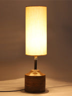 Wood Table lamp with off-white cotton Shade (AEAP04)