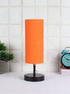 Wood Table lamp with Orange cotton Shade (ACAP07)