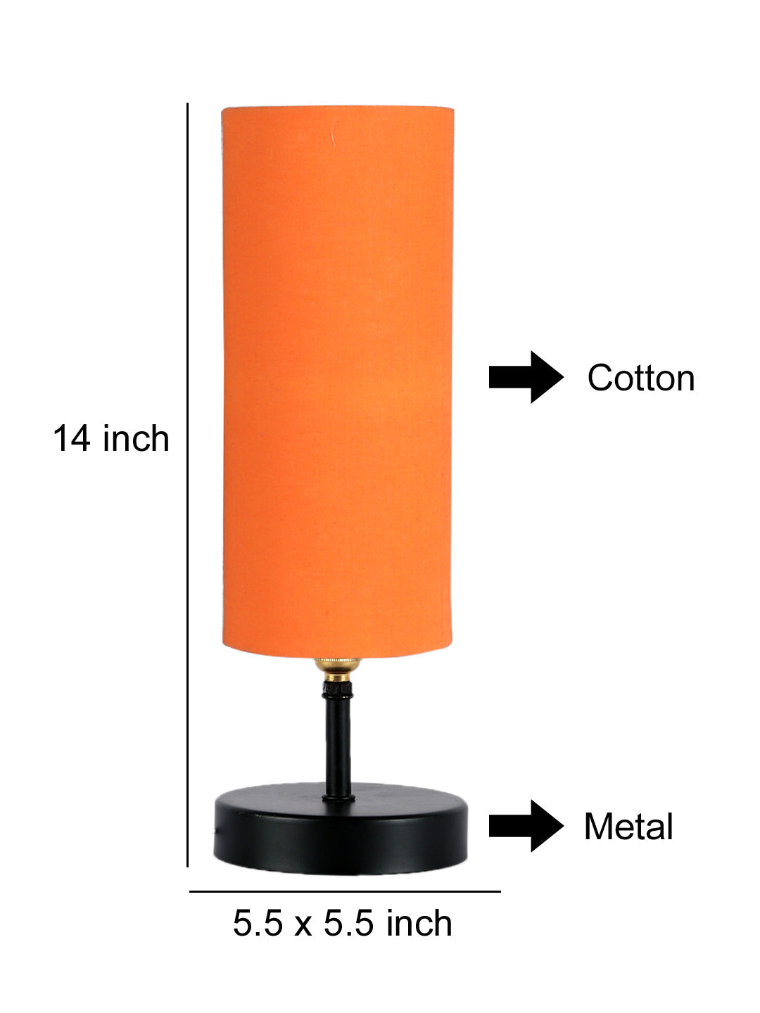 Wood Table lamp with Orange cotton Shade (ACAP07)