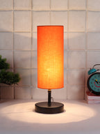 Wood Table lamp with Orange cotton Shade (ACAP07)