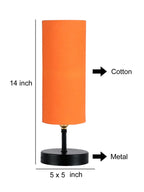 Wood Table lamp with Orange cotton Shade (ACAP07)