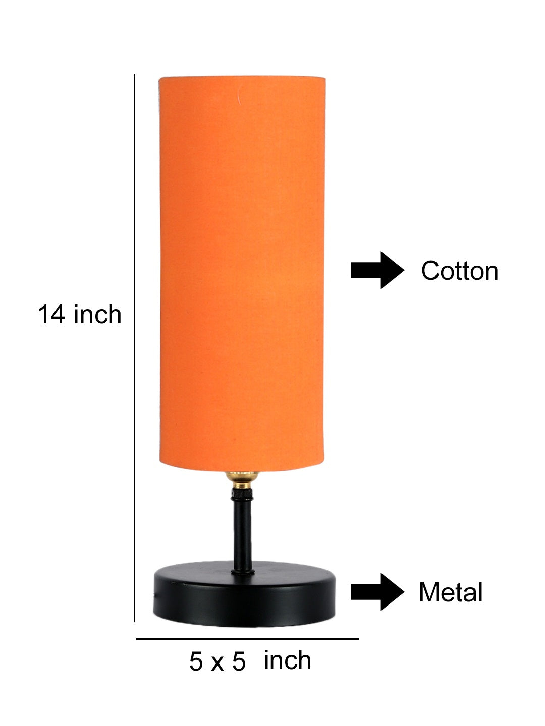 Wood Table lamp with Orange cotton Shade (ACAP07)