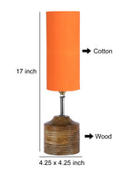 Wood Table lamp with Orange cotton Shade (AEAP07)