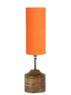 Wood Table lamp with Orange cotton Shade (AEAP07)