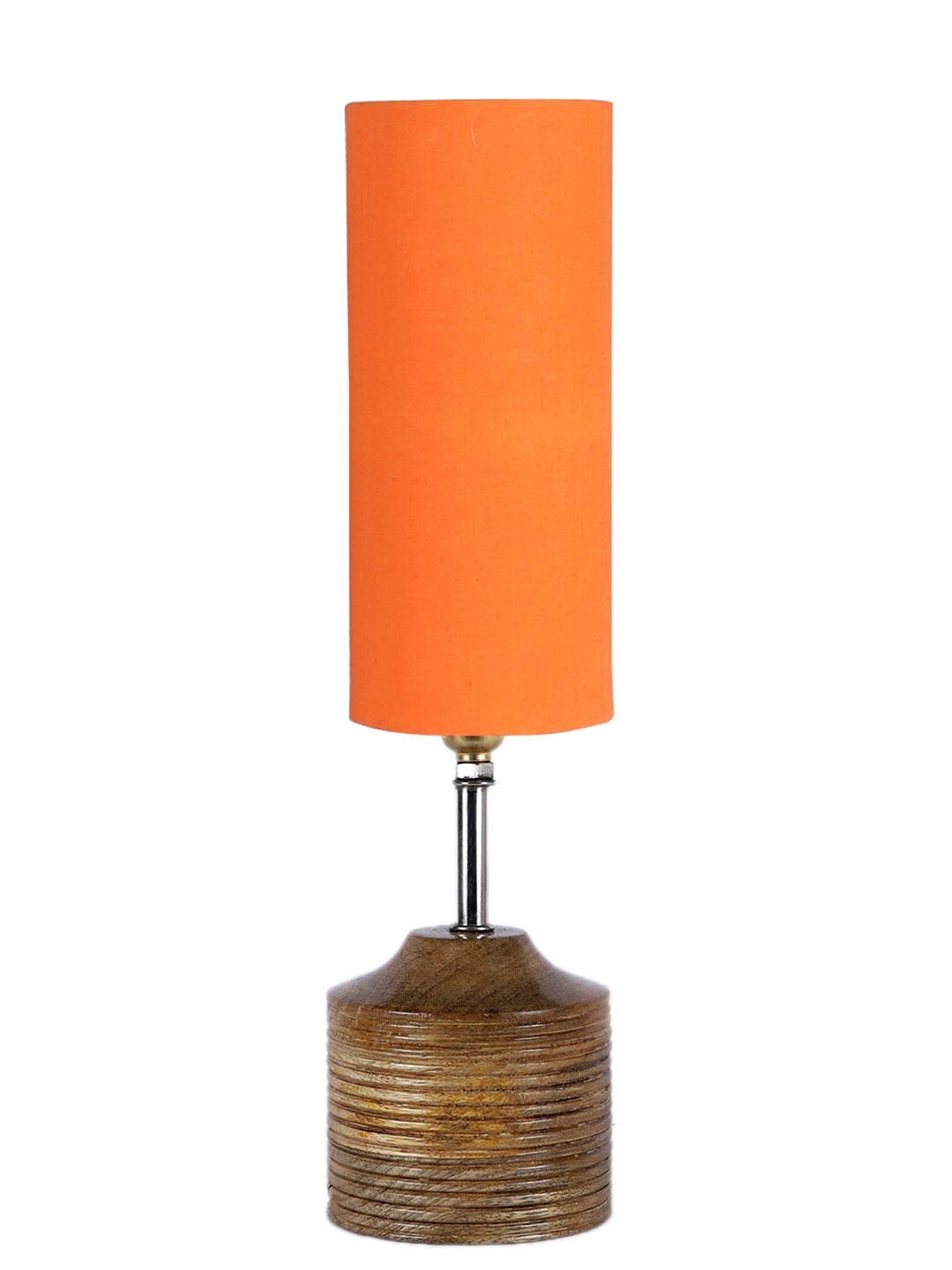 Wood Table lamp with Orange cotton Shade (AEAP07)
