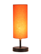 Wood Table lamp with Orange cotton Shade (ACAP07)