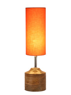 Wood Table lamp with Orange cotton Shade (AEAP07)
