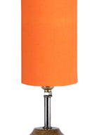 Wood Table lamp with Orange cotton Shade (AEAP07)