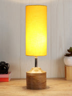 Wood Table lamp with Yellow cotton Shade (AEAP08)
