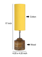 Wood Table lamp with Yellow cotton Shade (AEAP08)