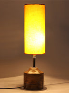 Wood Table lamp with Yellow cotton Shade (AEAP08)