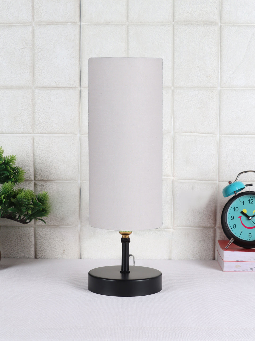 Wood Table lamp with Grey cotton Shade (ACAP09) Secondary image