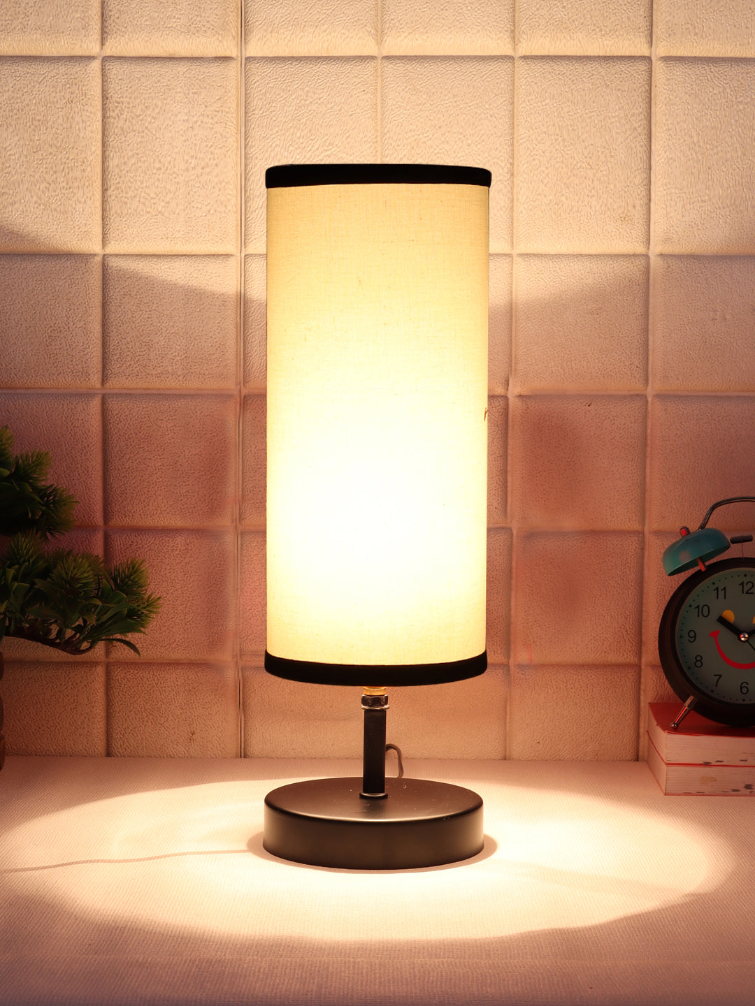 Wood Table lamp with Multicolor cotton Shade (ACAP10) Main image