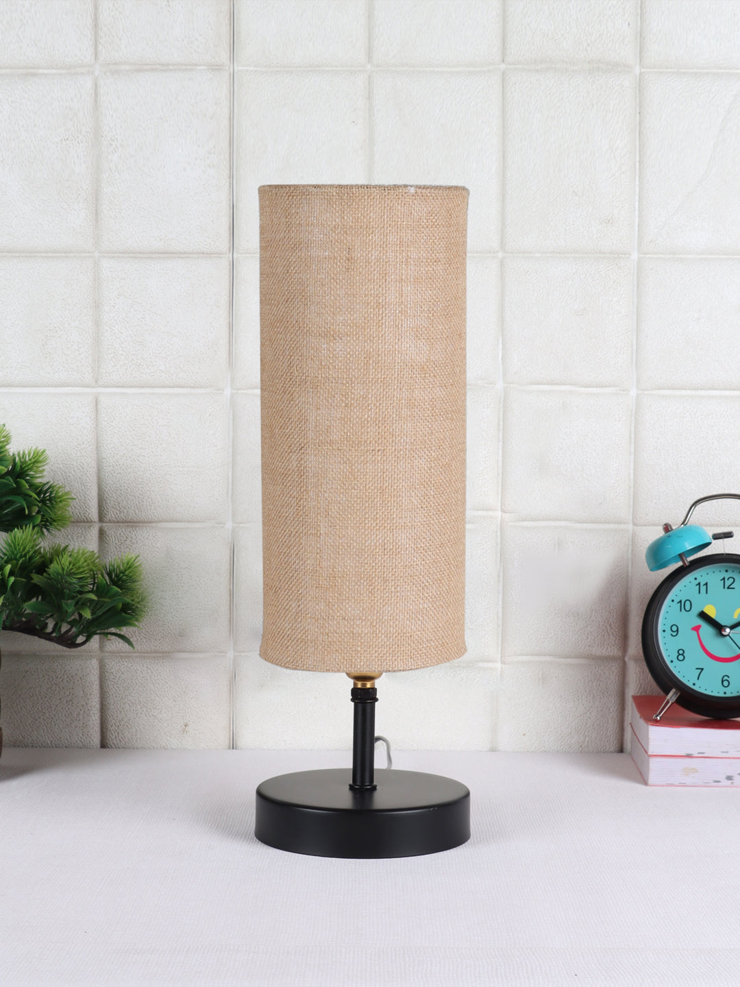 Wood Table lamp with Beige Jute Shade (ACAP11) Secondary image