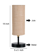 Wood Table lamp with Beige Jute Shade (ACAP11)