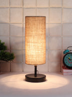Wood Table lamp with Beige Jute Shade (ACAP11)