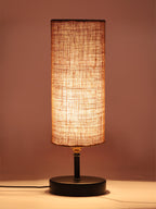 Wood Table lamp with Beige Jute Shade (ACAP11)