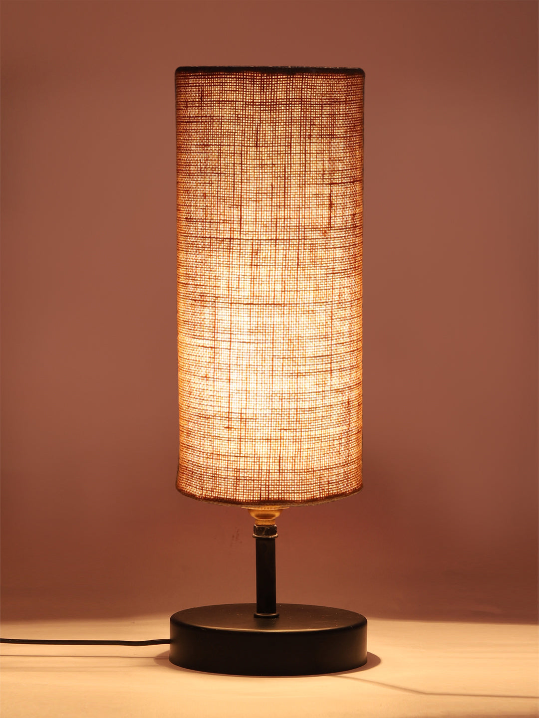 Wood Table lamp with Beige Jute Shade (ACAP11)