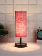 Wood Table lamp with Pink Jute Shade (ACAP13)