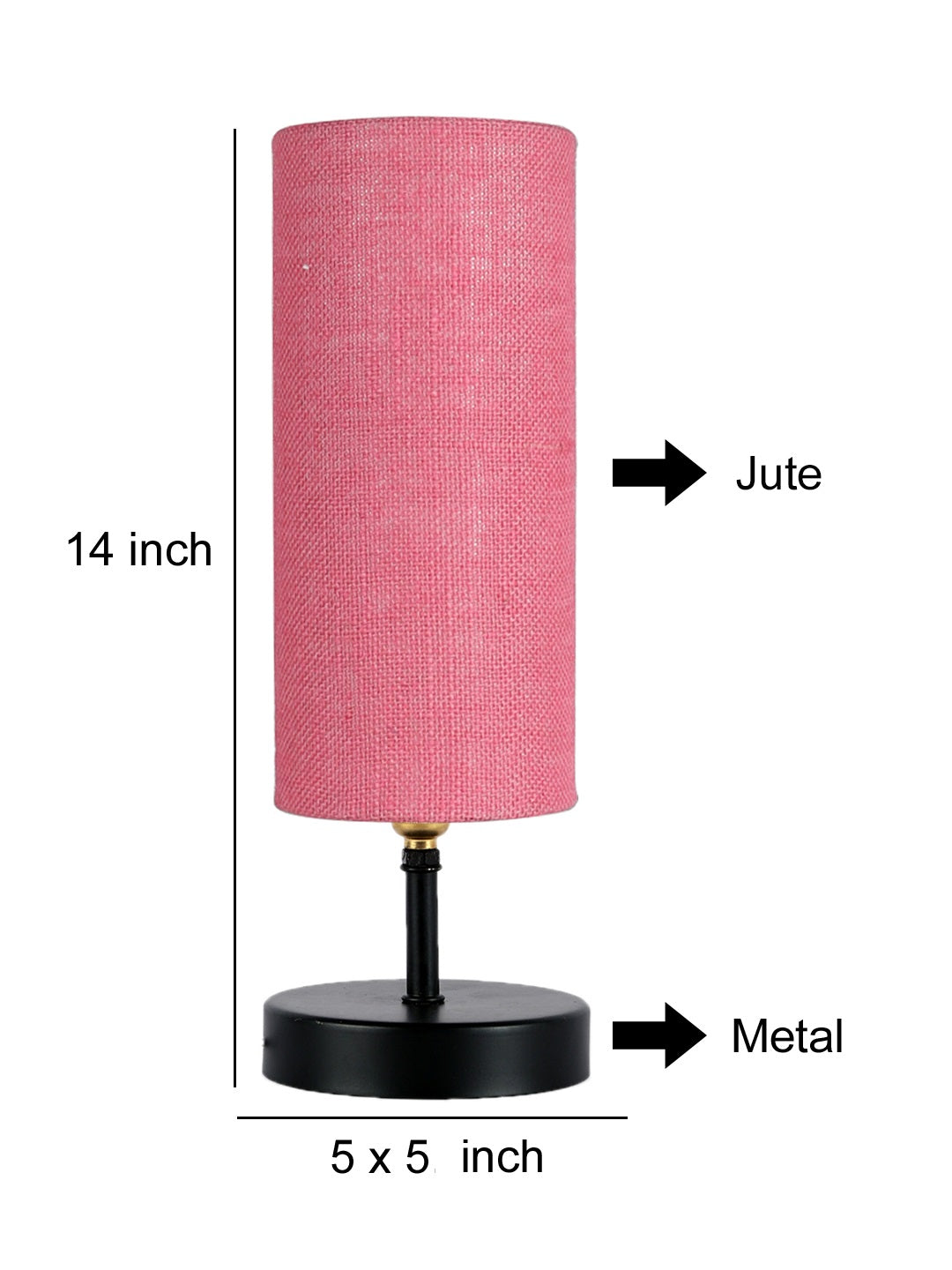 Wood Table lamp with Pink Jute Shade (ACAP13)