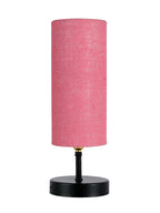 Wood Table lamp with Pink Jute Shade (ACAP13)